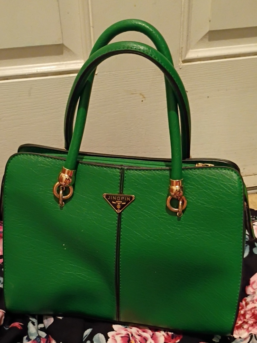 Green Structured Top-Handle Satchel